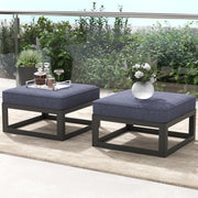 LayinSun Modern Aluminum Outdoor Modular Ottomans (Set of 2)