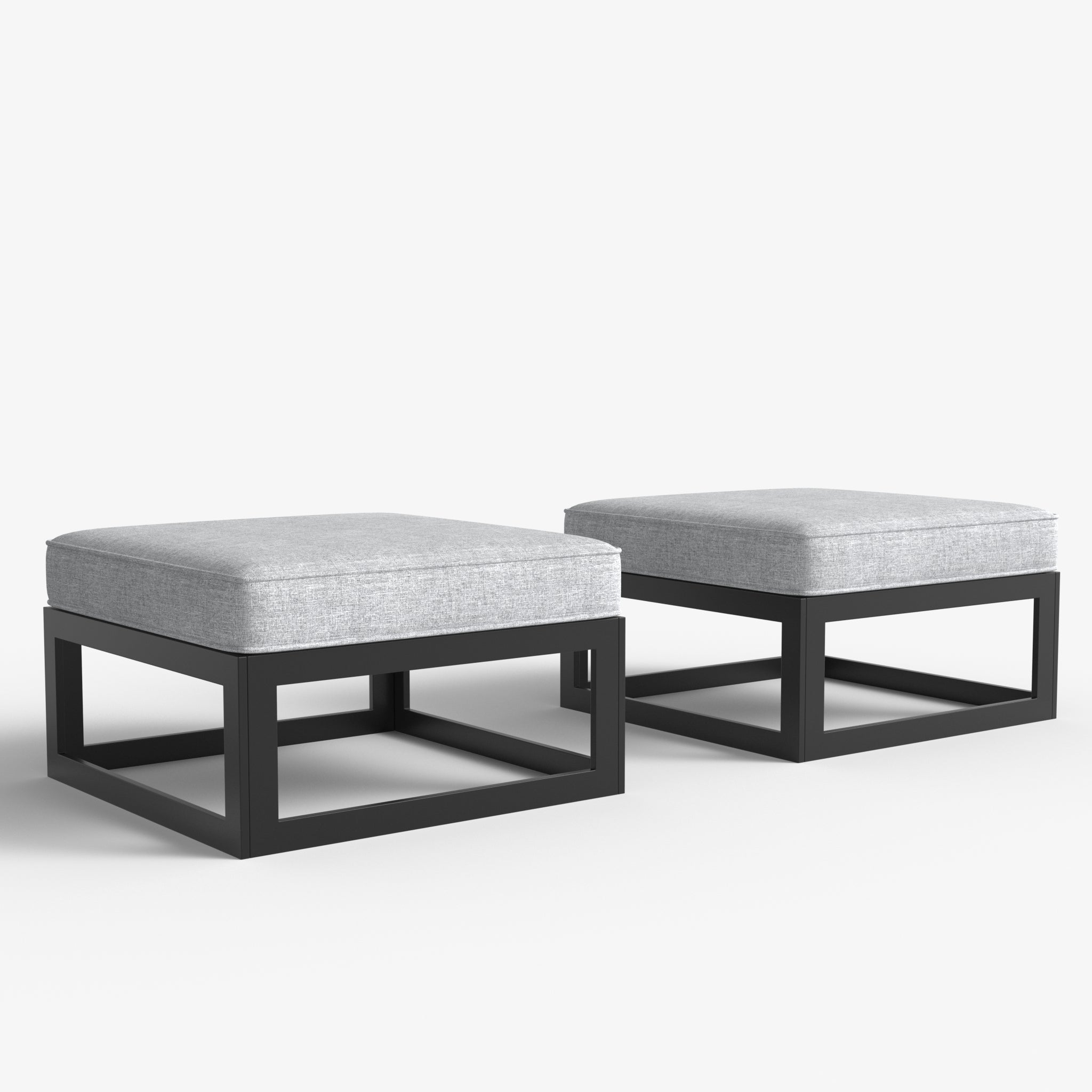 LayinSun Modern Aluminum Outdoor Modular Ottomans (Set of 2)