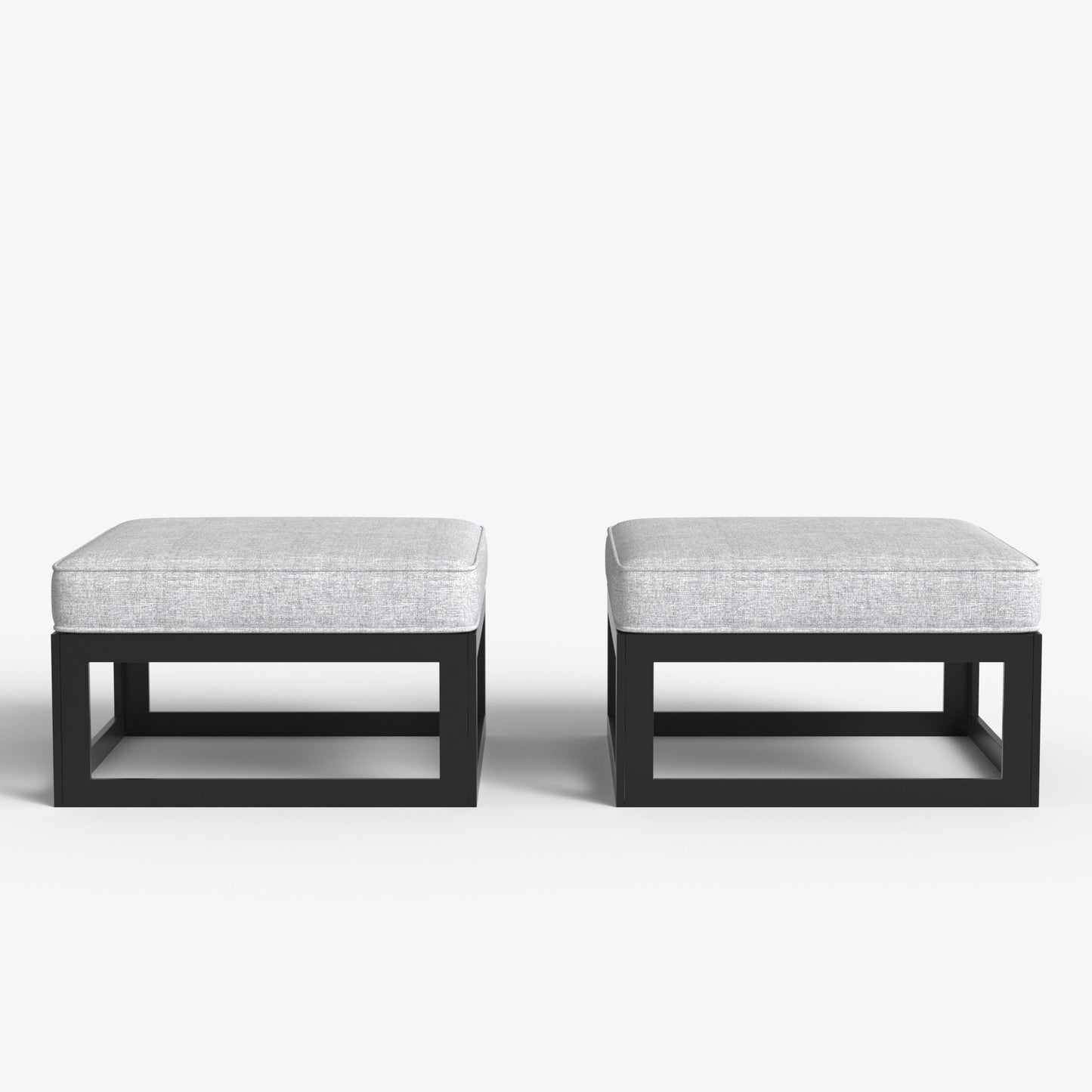 LayinSun Modern Aluminum Outdoor Modular Ottomans (Set of 2)