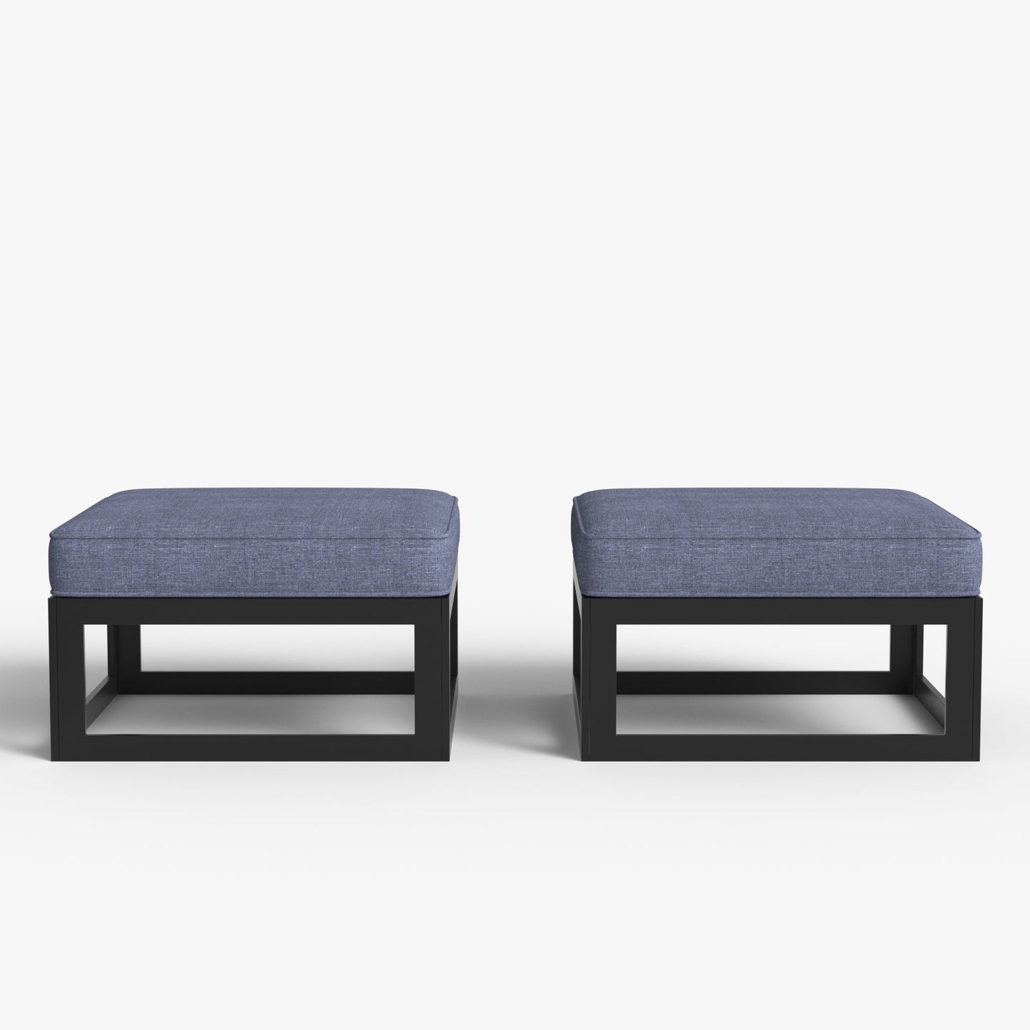 LayinSun Modern Aluminum Outdoor Modular Ottomans (Set of 2)