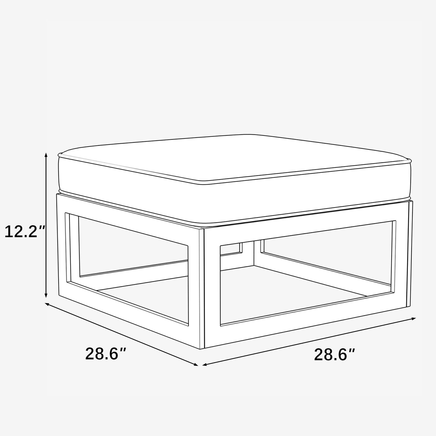 LayinSun Modern Aluminum Outdoor Modular Ottomans (Set of 2)