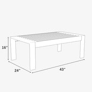 LayinSun 43 inch Modern Aluminum Outdoor Rectangle Coffee Table