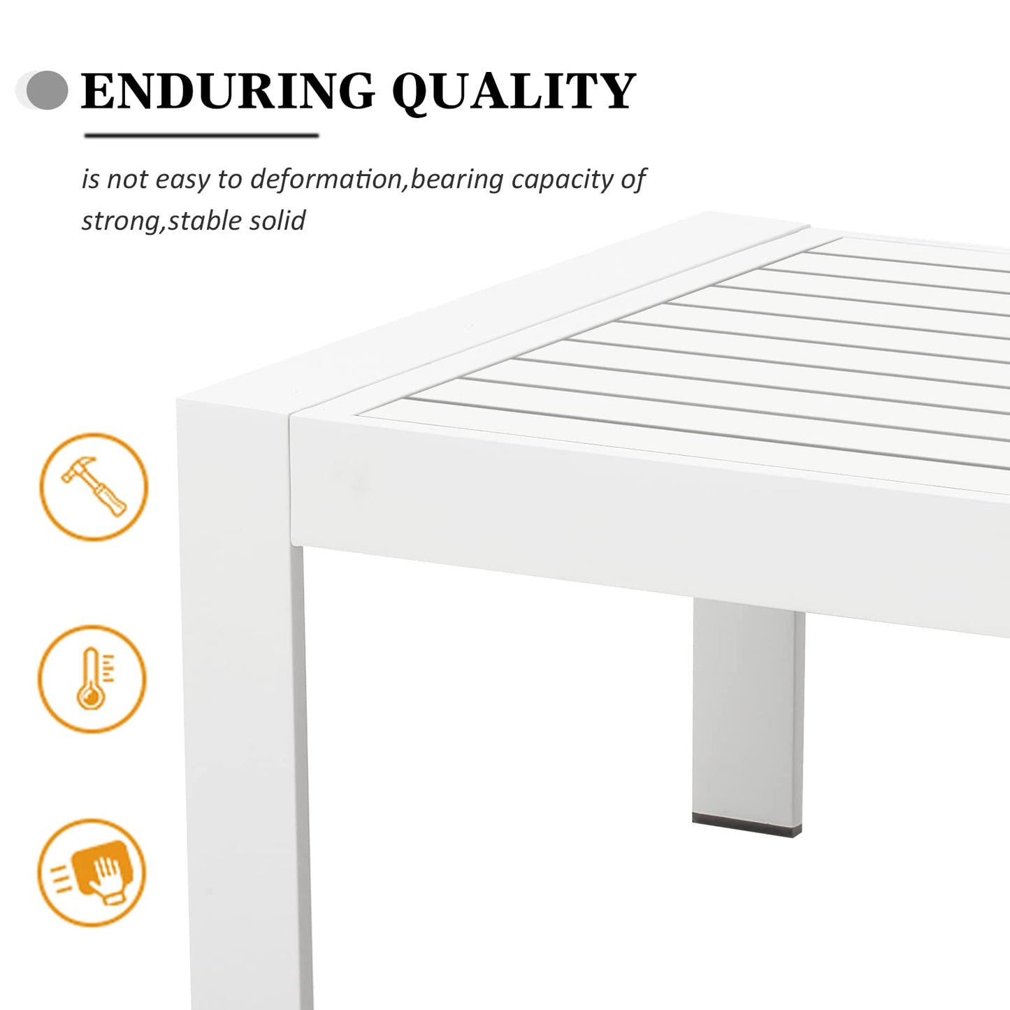 LayinSun 43 inch Modern Aluminum Outdoor Rectangle Coffee Table