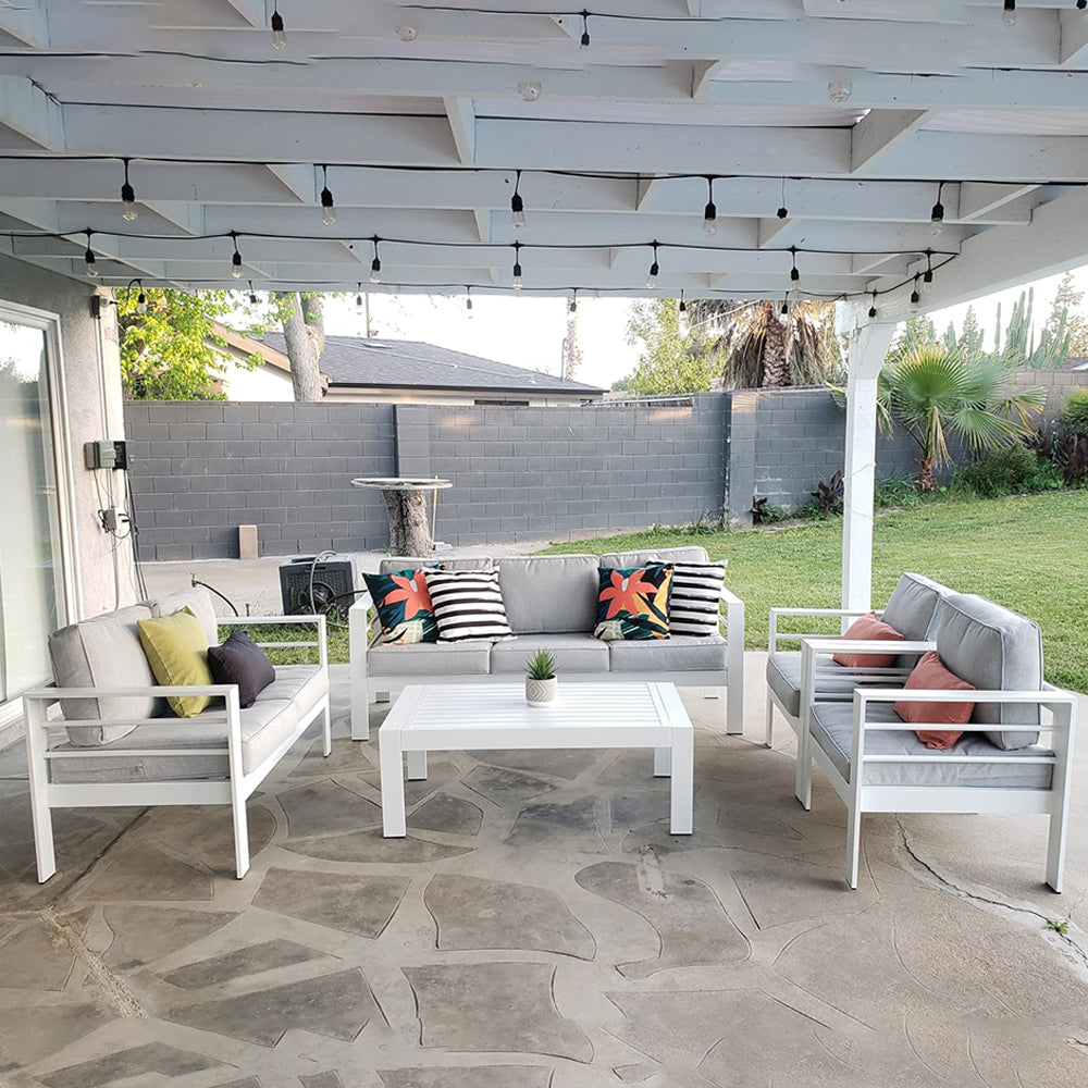 LayinSun 43 inch Modern Aluminum Outdoor Rectangle Coffee Table