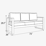 LayinSun Hight Back Aluminum Outdoor Sofa 3 Seat - Hyannis Collection