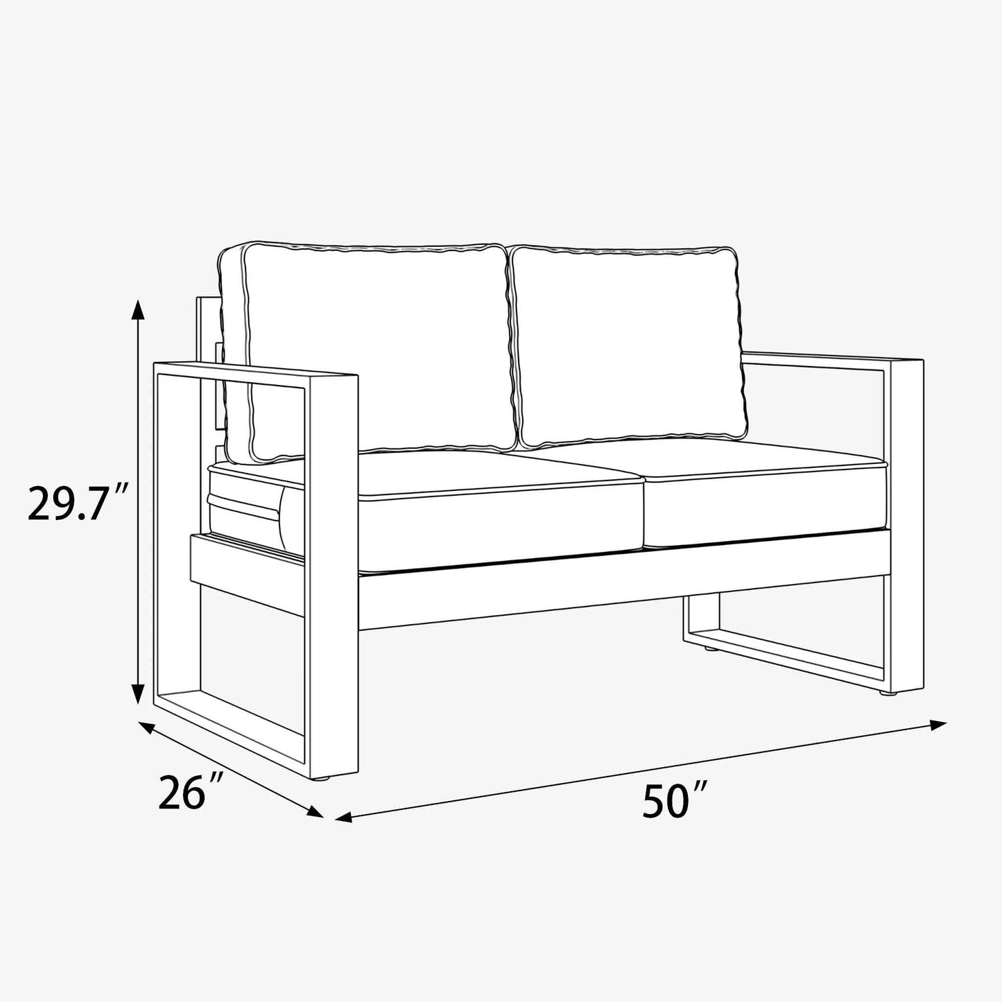 LayinSun Hight Back Aluminum Outdoor Loveseat 2 Seat - Hyannis Collection
