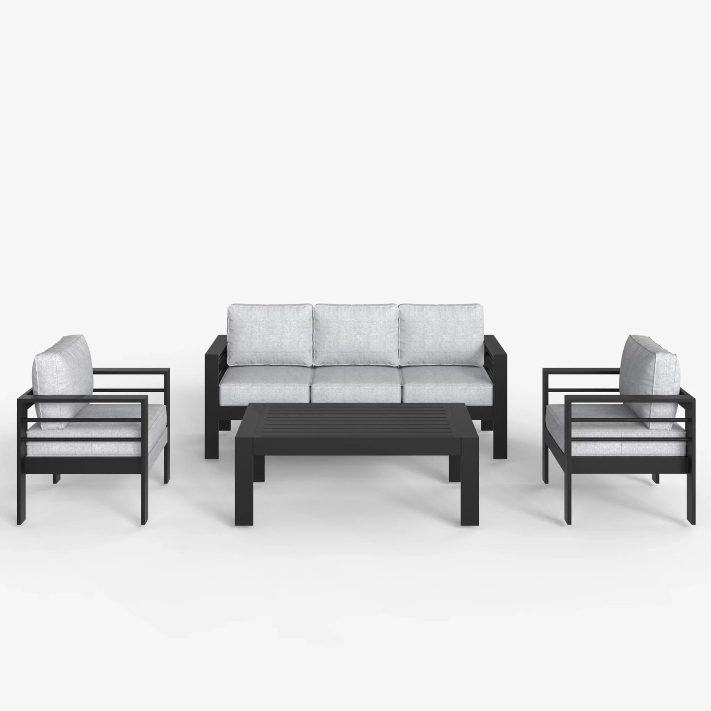 LayinSun 4 - Piece Outdoor Aluminum Sofa Set with Rectangle Coffee Table
