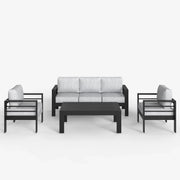 LayinSun 4 - Piece Outdoor Aluminum Sofa Set with Rectangle Coffee Table