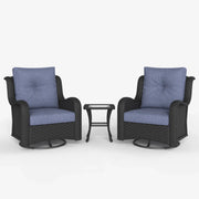 LayinSun 3 - Piece Curved Armrest Wicker Swivel Glider Lounge Chairs Set