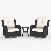 LayinSun 3 - Piece Curved Armrest Wicker Swivel Glider Lounge Chairs Set