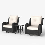 LayinSun 3 - Piece Curved Armrest Wicker Swivel Glider Lounge Chairs Set
