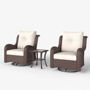 LayinSun 3 - Piece Curved Armrest Wicker Swivel Glider Lounge Chairs Set