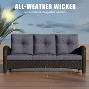 LayinSun Outdoor Wicker 3-Seat Sofa With Cushion - Palermo Collection