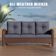 LayinSun Outdoor Wicker 3-Seat Sofa With Cushion - Palermo Collection
