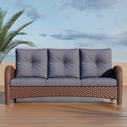 LayinSun Outdoor Wicker 3-Seat Sofa With Cushion - Palermo Collection