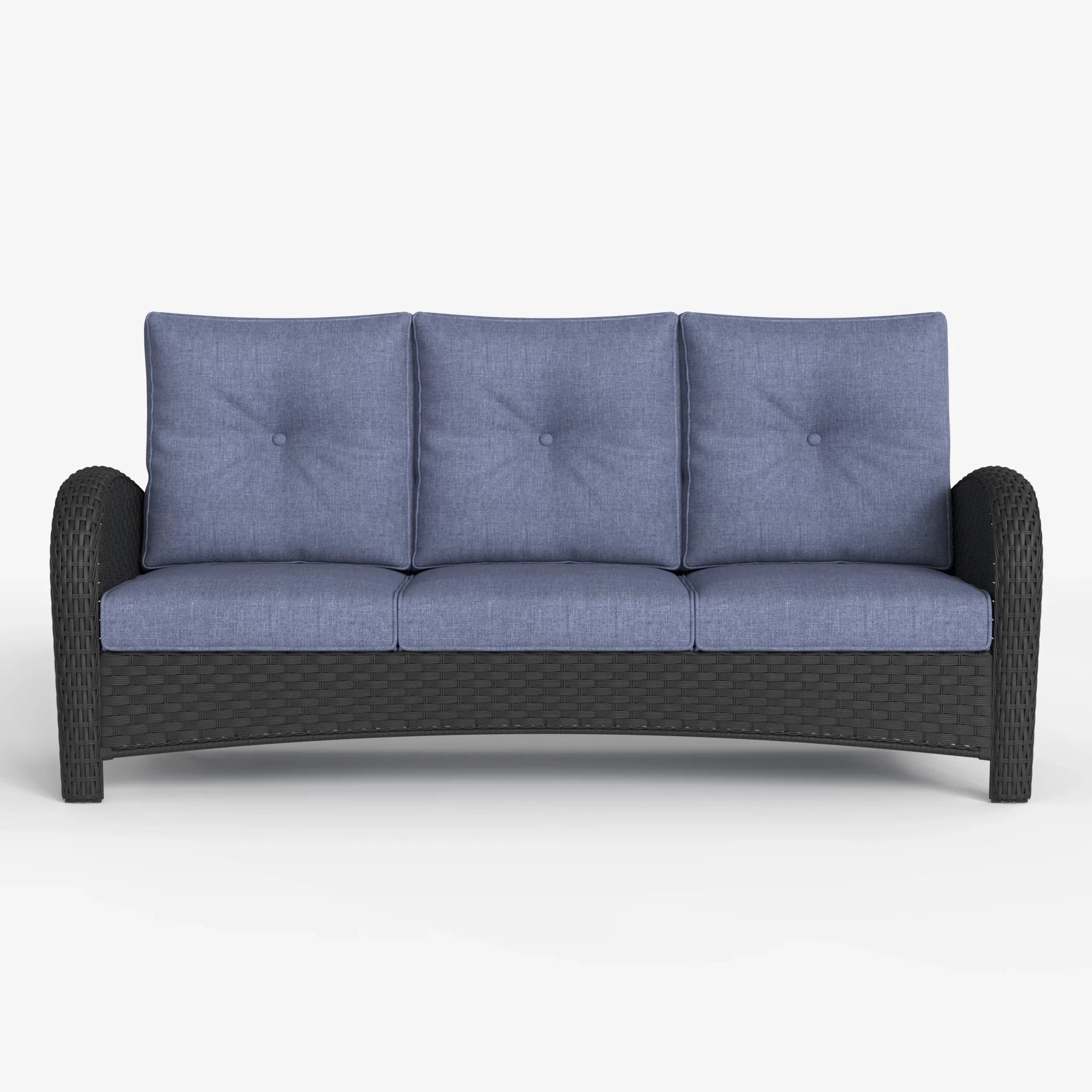 LayinSun Outdoor Wicker 3-Seat Sofa With Cushion - Palermo Collection