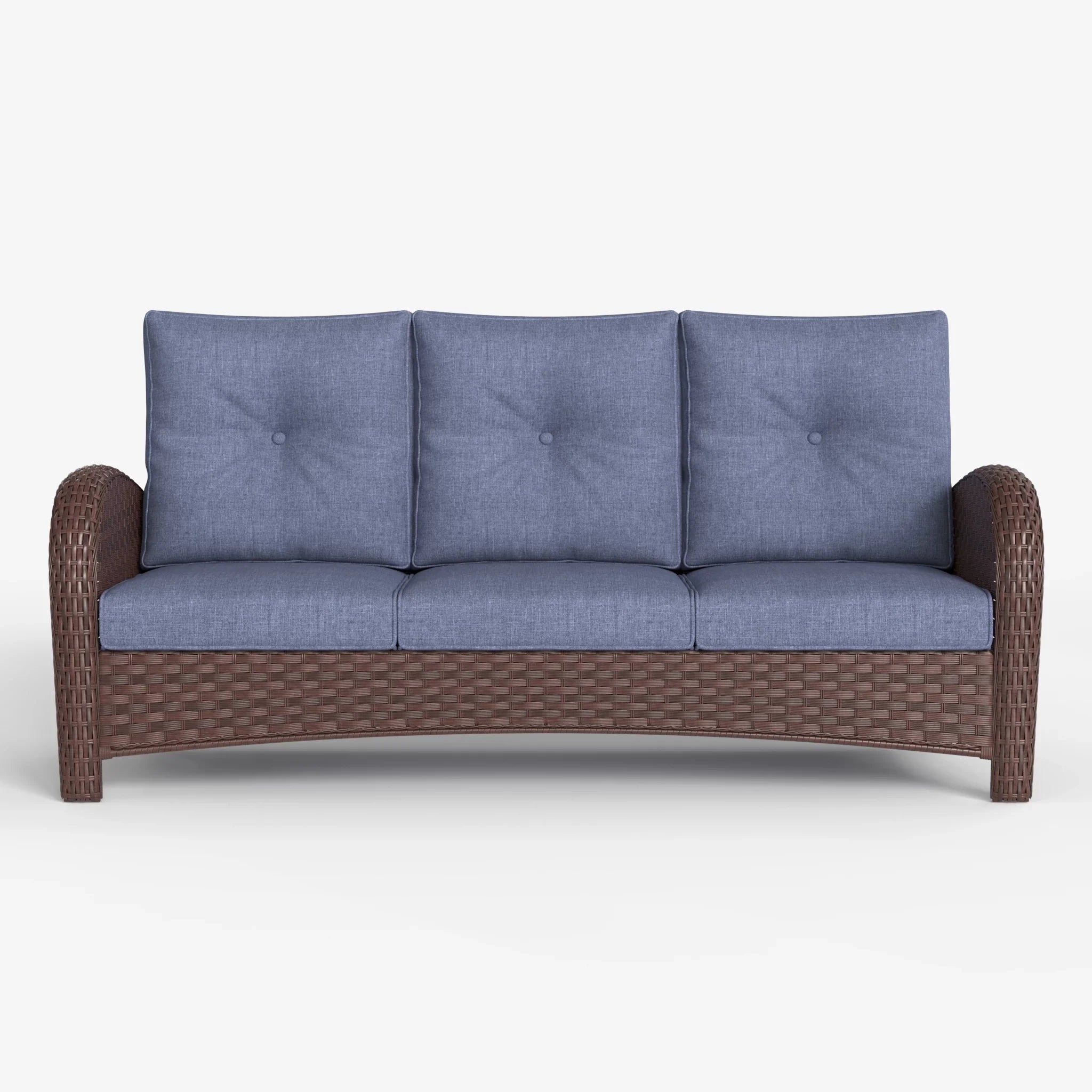 LayinSun Outdoor Wicker 3-Seat Sofa With Cushion - Palermo Collection