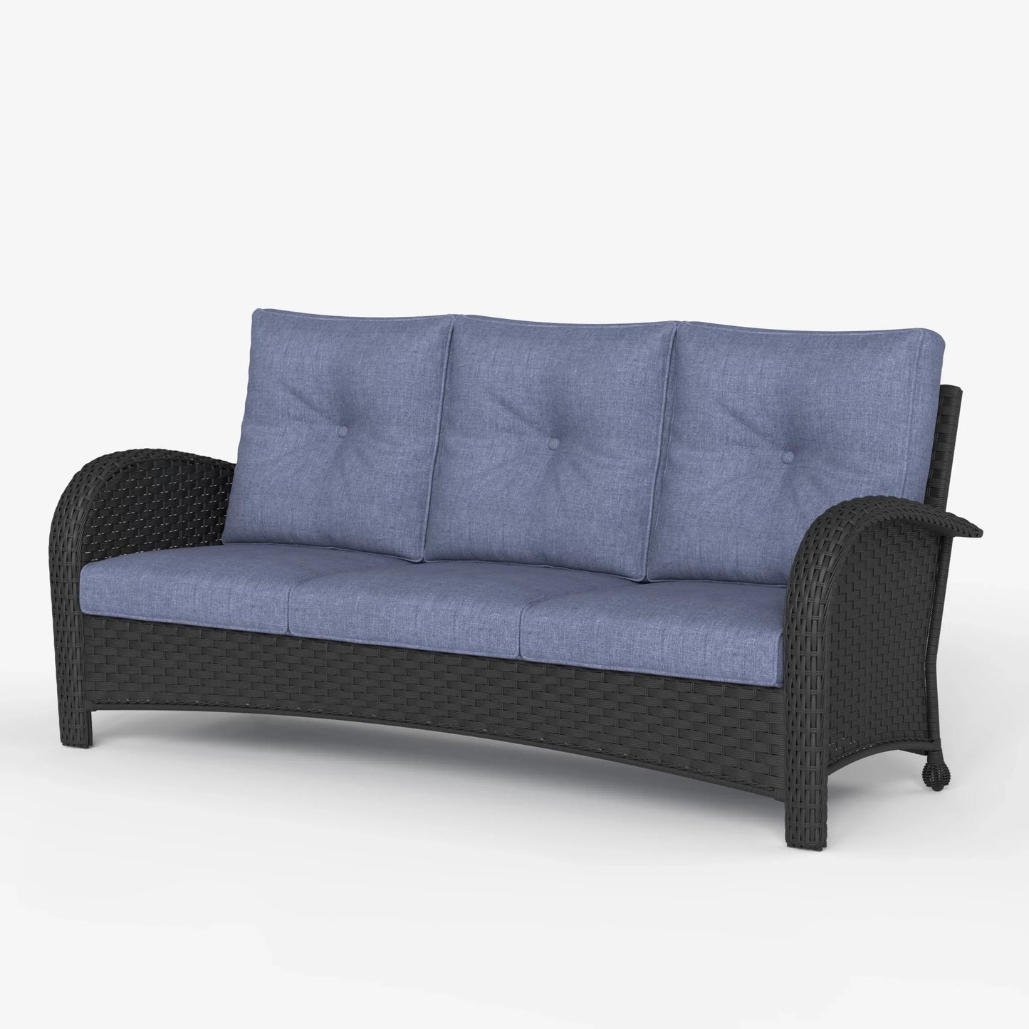 LayinSun Outdoor Wicker 3-Seat Sofa With Cushion - Palermo Collection