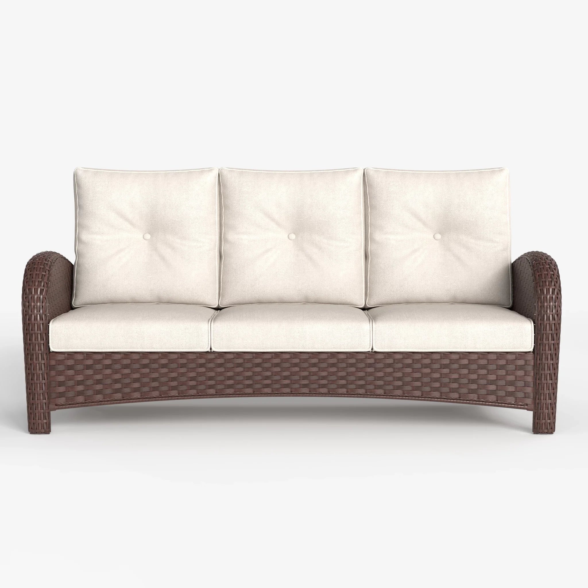 LayinSun Outdoor Wicker 3-Seat Sofa With Cushion - Palermo Collection