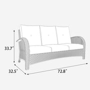 LayinSun Outdoor Wicker 3-Seat Sofa With Cushion - Palermo Collection