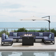 LayinSun 8 - Piece Large Outdoor Modular Sectional Set with Propane Fire Pit Table