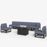 LayinSun 8 - Piece Large Outdoor Modular Sectional Set with Propane Fire Pit Table