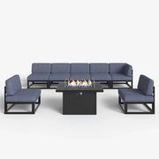 LayinSun 8 - Piece Large Outdoor Modular Sectional Set with Propane Fire Pit Table