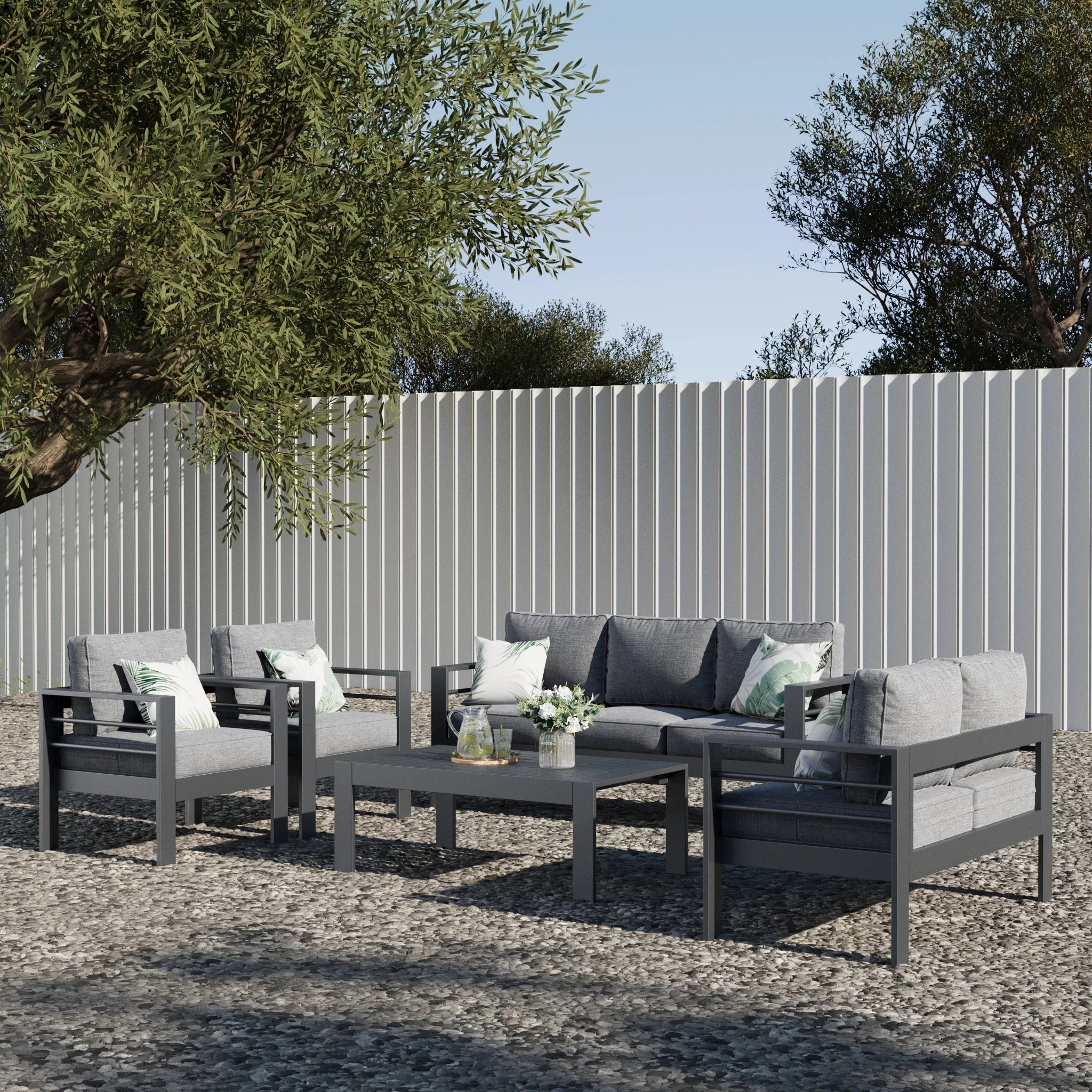 LayinSun 5 - Piece Outdoor Aluminum Furniture Set with Rectangle Coffee Table