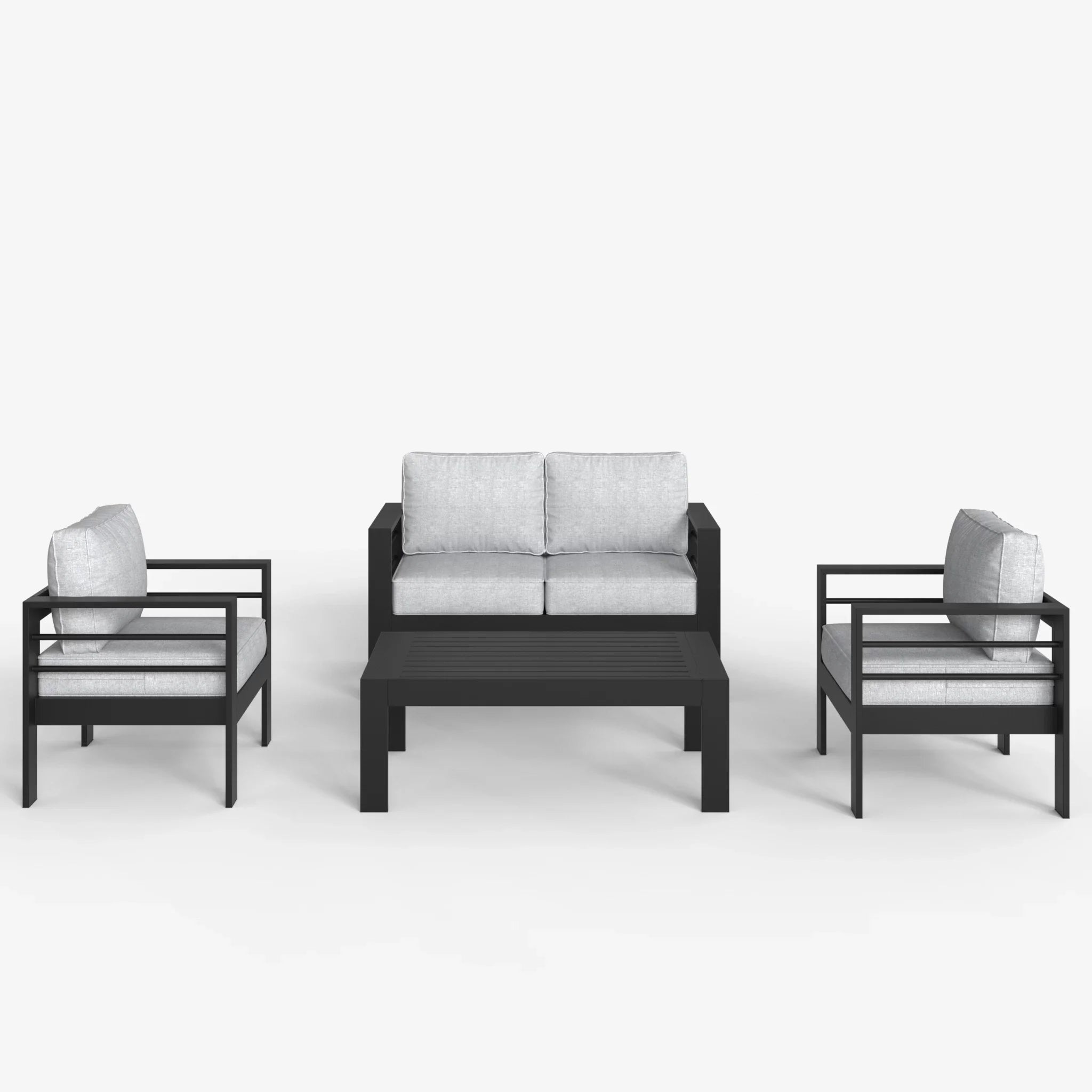 LayinSun 4 - Piece Outdoor Aluminum Loveseat Set with Rectangle Coffee Table