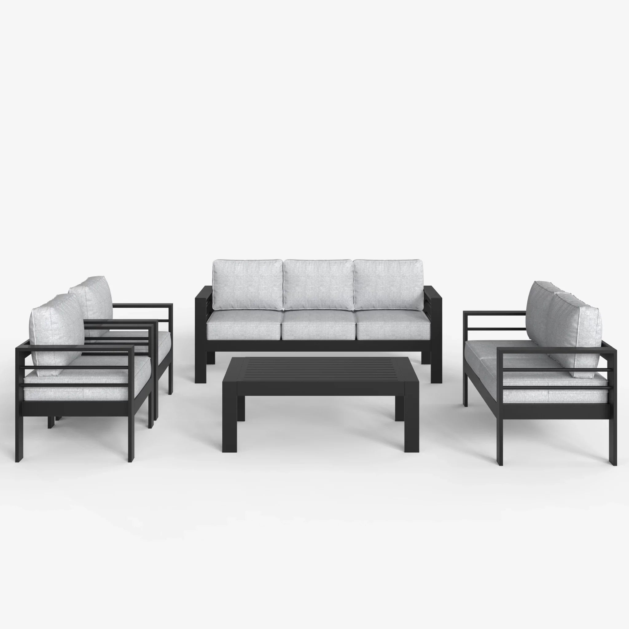 LayinSun 5 - Piece Outdoor Aluminum Furniture Set with Rectangle Coffee Table
