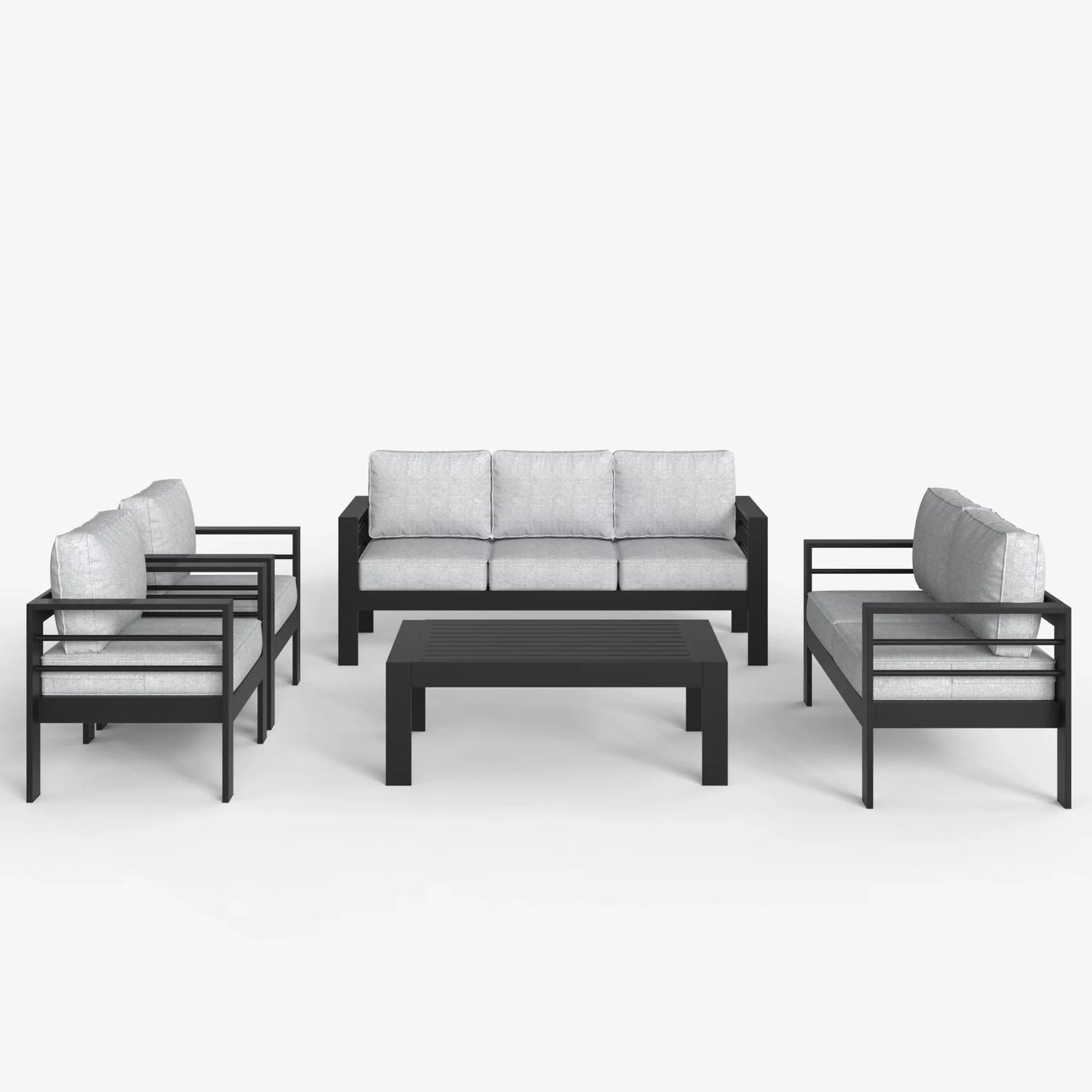 LayinSun 5 - Piece Outdoor Aluminum Furniture Set with Rectangle Coffee Table