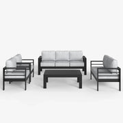 LayinSun 5 - Piece Outdoor Aluminum Furniture Set with Rectangle Coffee Table