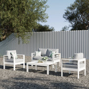 LayinSun 4 - Piece Outdoor Aluminum Loveseat Set with Rectangle Coffee Table