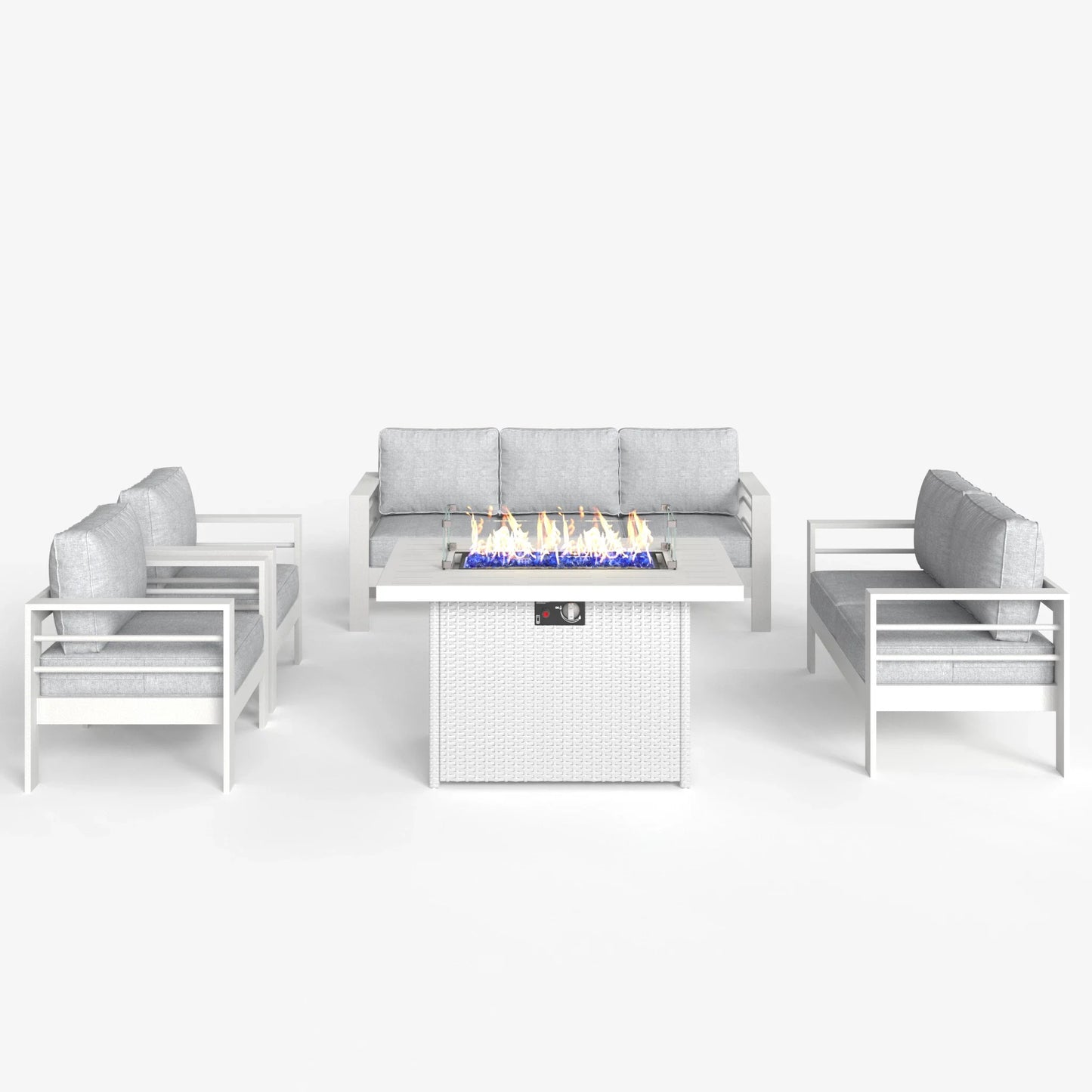 LayinSun 5 - Piece Outdoor Aluminum Furniture Set with 44'' Propane Gas Fire Pit Table