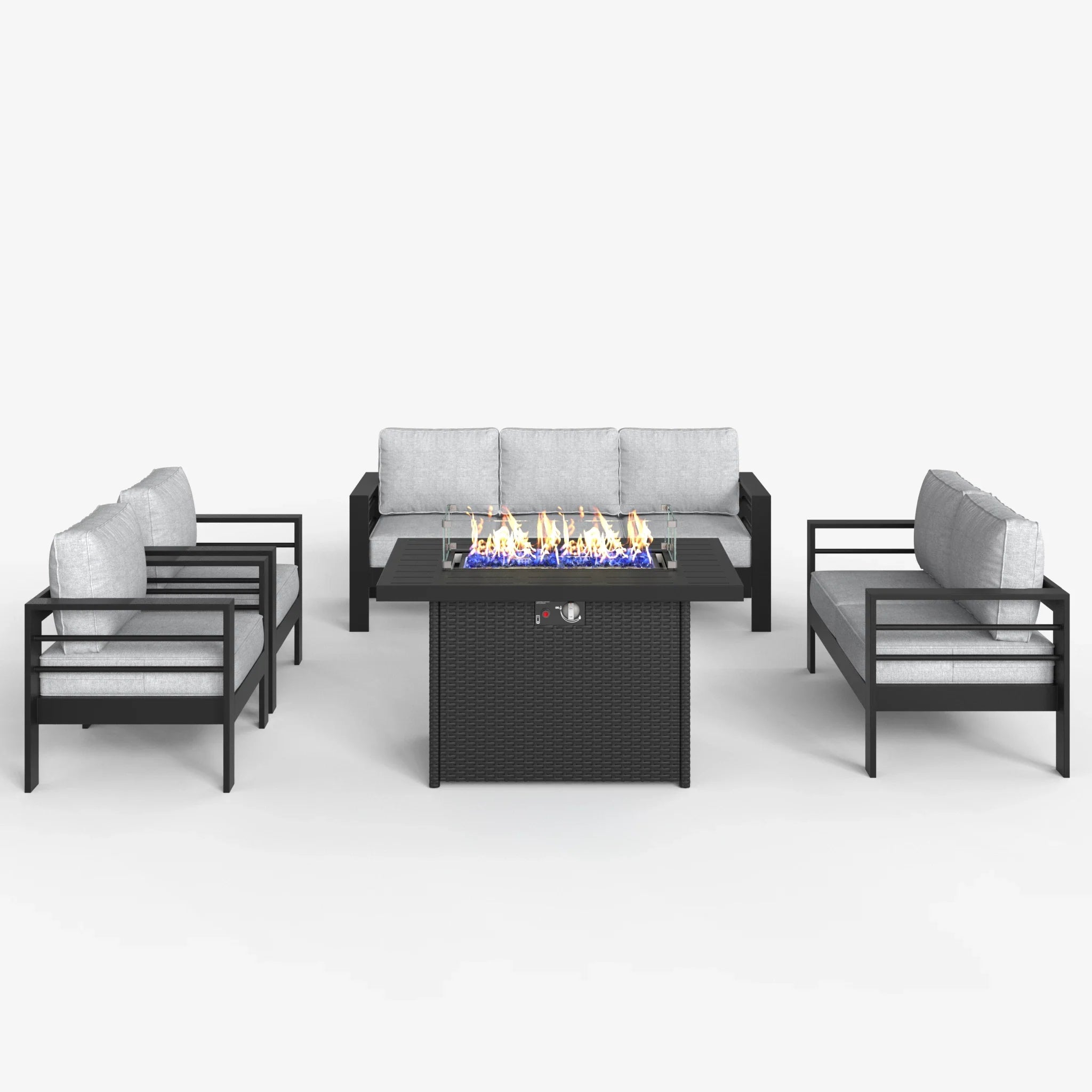 LayinSun 5 - Piece Outdoor Aluminum Furniture Set with 44'' Propane Gas Fire Pit Table
