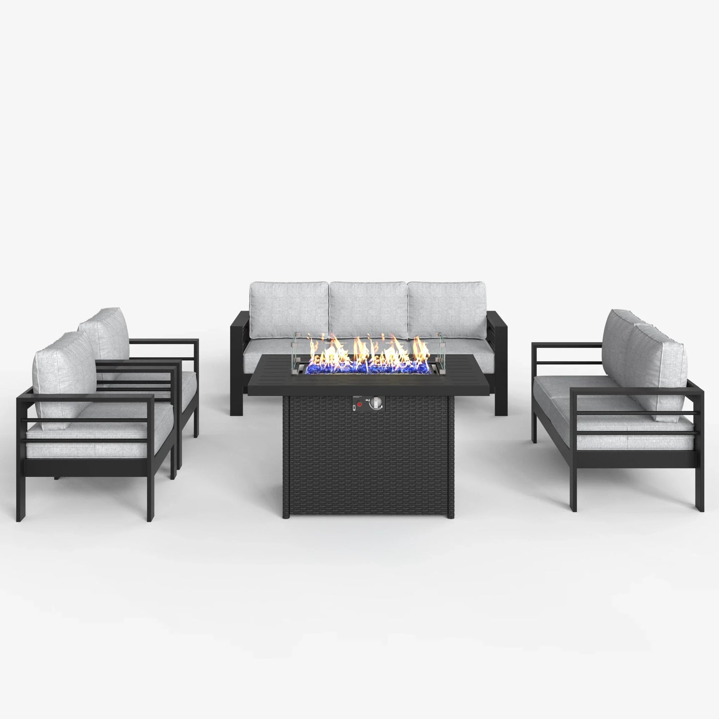 LayinSun 5 - Piece Outdoor Aluminum Furniture Set with 44'' Propane Gas Fire Pit Table