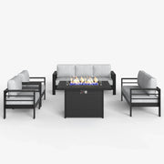 LayinSun 5 - Piece Outdoor Aluminum Furniture Set with 44'' Propane Gas Fire Pit Table