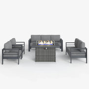 LayinSun 5 - Piece Outdoor Aluminum Furniture Set with 44'' Propane Gas Fire Pit Table
