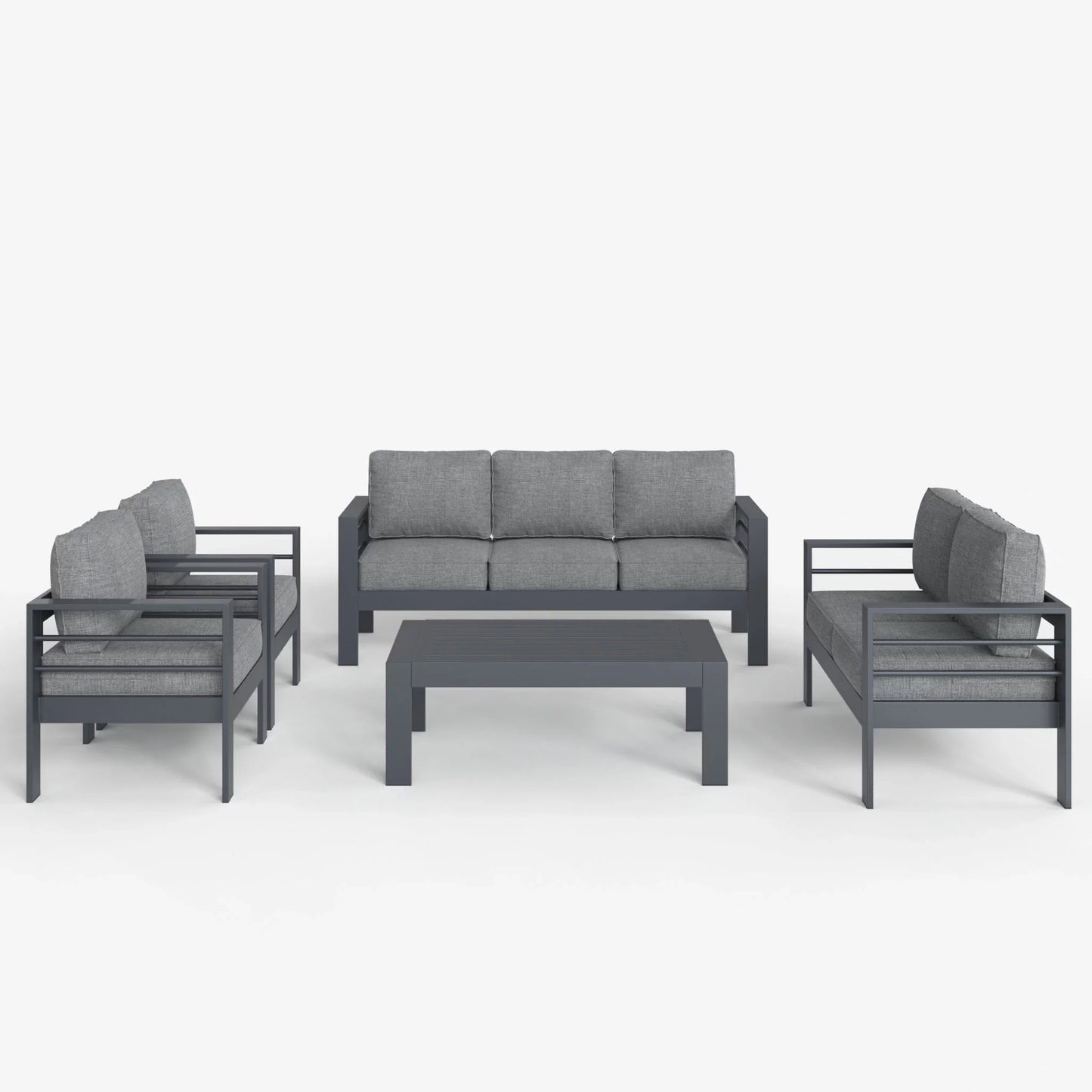 LayinSun 5 - Piece Outdoor Aluminum Furniture Set with Rectangle Coffee Table