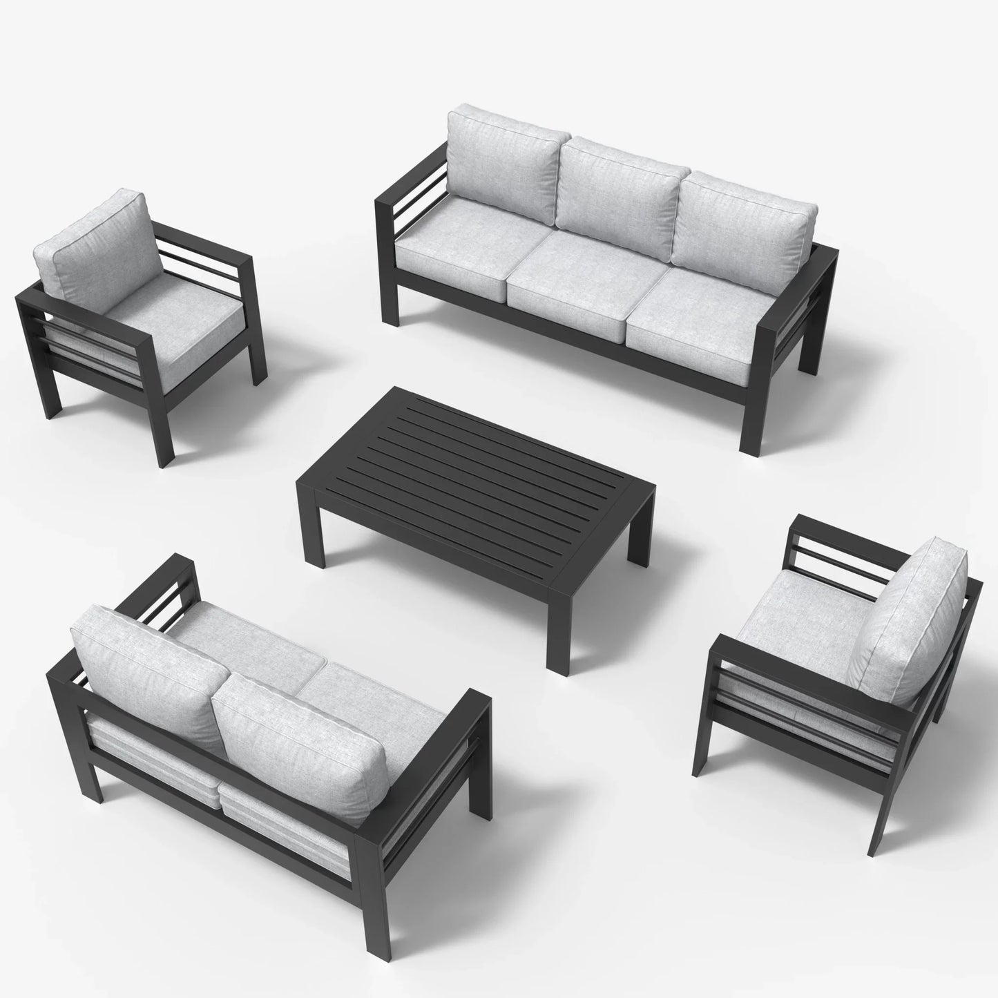 LayinSun 5 - Piece Outdoor Aluminum Furniture Set with Rectangle Coffee Table