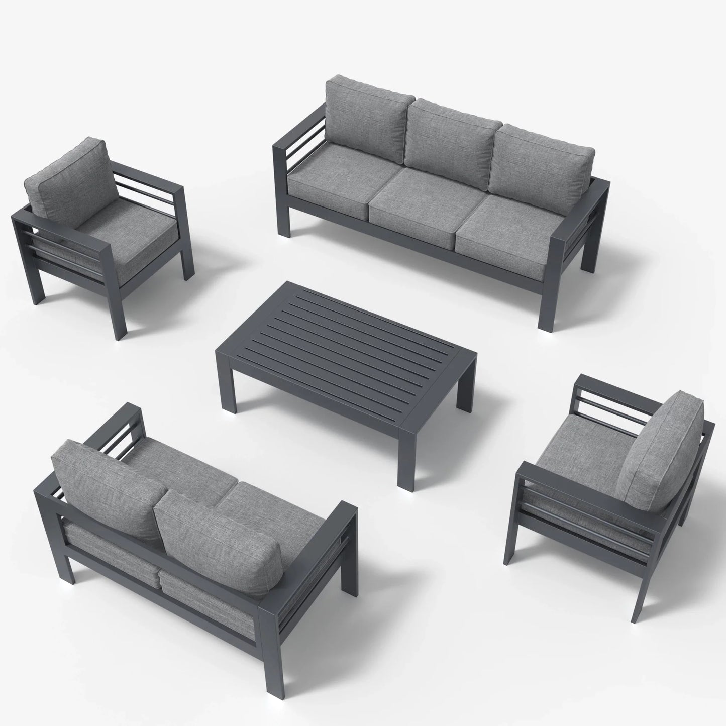 LayinSun 5 - Piece Outdoor Aluminum Furniture Set with Rectangle Coffee Table