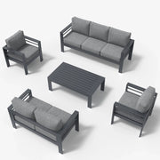 LayinSun 5 - Piece Outdoor Aluminum Furniture Set with Rectangle Coffee Table