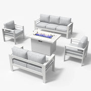 LayinSun 5 - Piece Outdoor Aluminum Furniture Set with 44'' Propane Gas Fire Pit Table