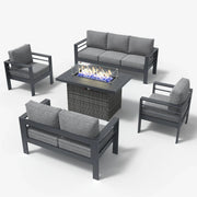 LayinSun 5 - Piece Outdoor Aluminum Furniture Set with 44'' Propane Gas Fire Pit Table