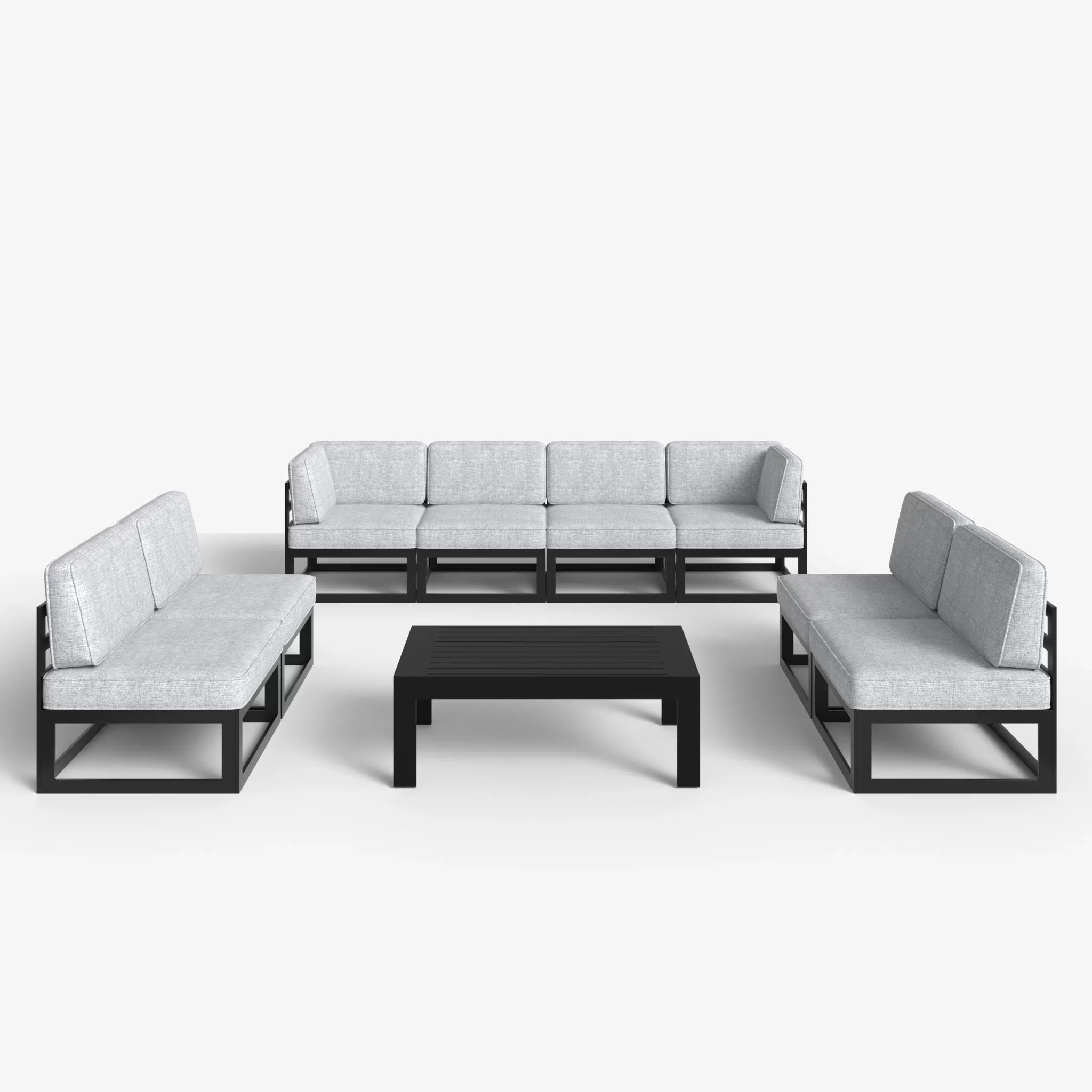 LayinSun 9 - Piece Large Outdoor Modular Sectional Set with Coffee Table