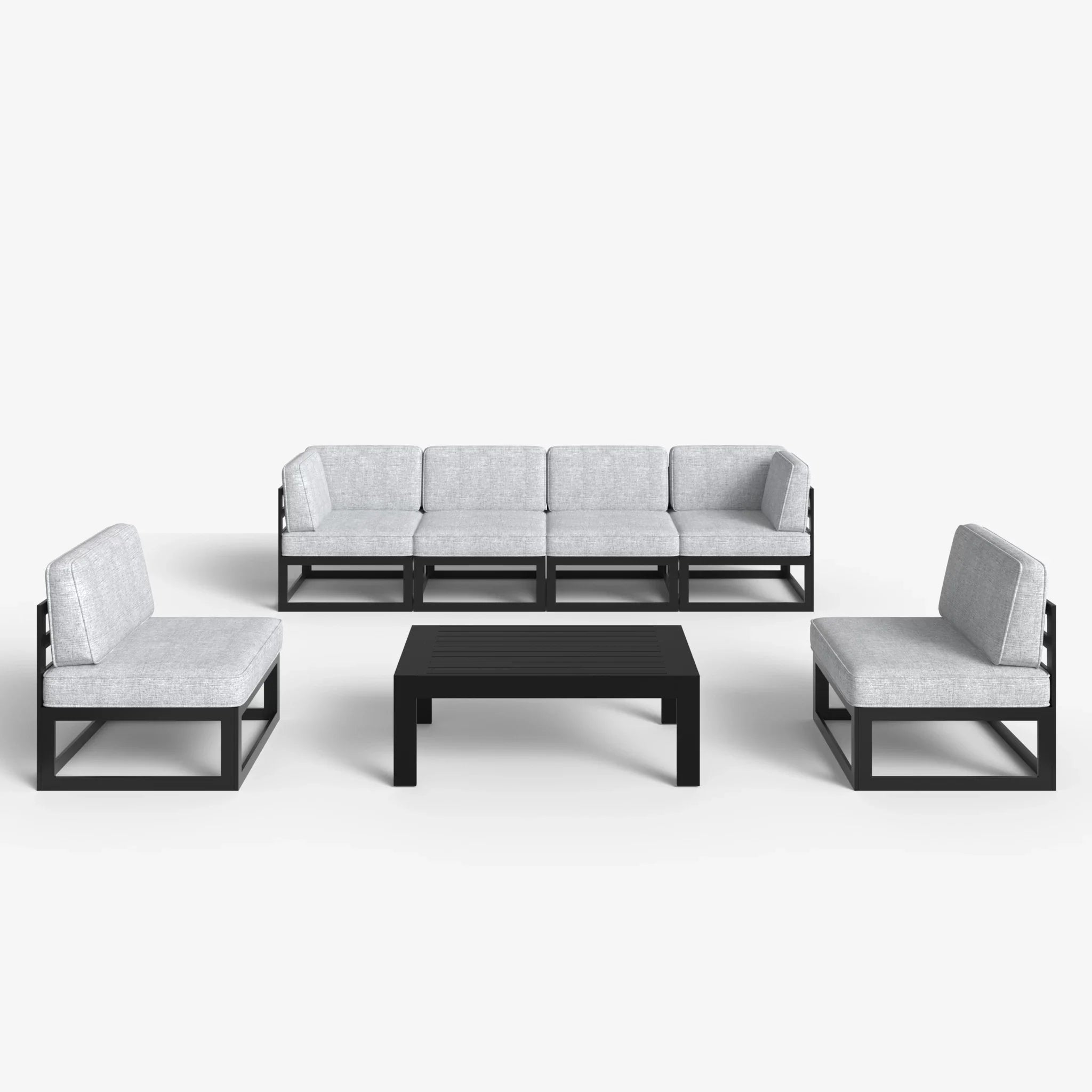 LayinSun 7 - Piece Large Outdoor Modular Sectional Set with Coffee Table