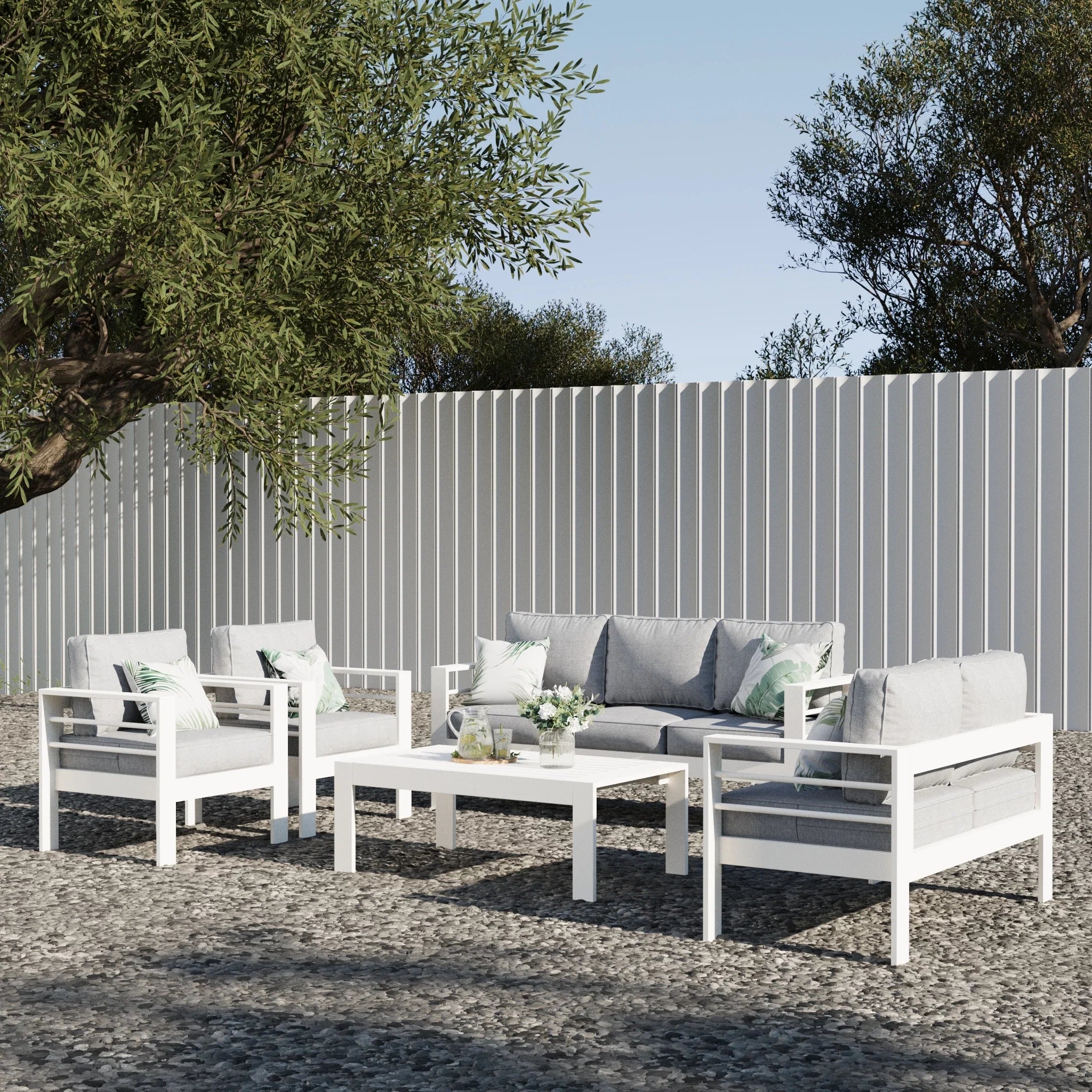LayinSun 5 - Piece Outdoor Aluminum Furniture Set with Rectangle Coffee Table