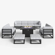 LayinSun 11 - Piece Large Outdoor Modular Sectional Set with Propane Fire Pit Table