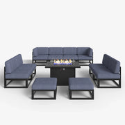 LayinSun 11 - Piece Large Outdoor Modular Sectional Set with Propane Fire Pit Table