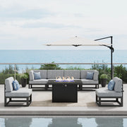 LayinSun 7 - Piece Large Outdoor Modular Sectional Set with Propane Fire Pit Table